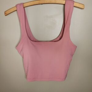 Athleta Transcend Square Neck Crop Sports Bra A-C in Blush. Size S. #599883